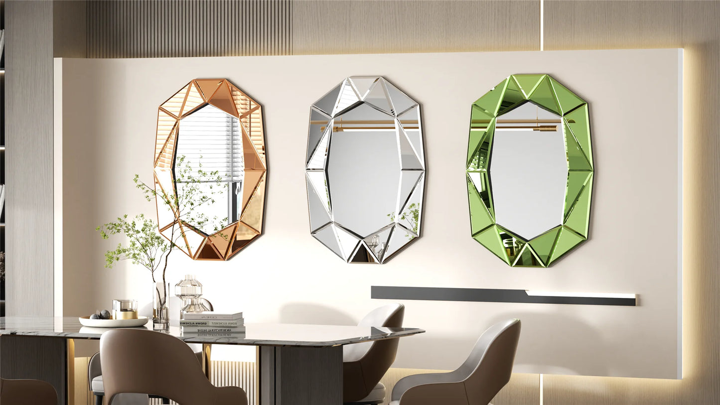 Wisfor Luxury Irregular Silver Wall Mirror With Beveled Diamond Edge