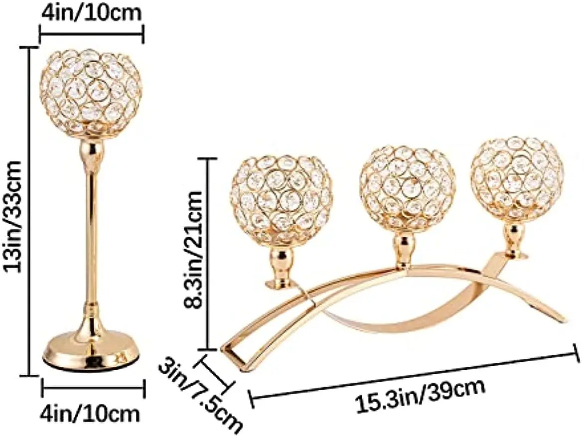 Vincigant Gold 3Arms Tealight Candle Holders Candelabra Stand Table Centerpieces