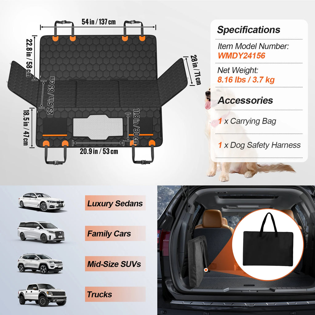 SucceBuy Back Seat Extender Dog Car Hammock With Mesh Window Pet and Home Outlet