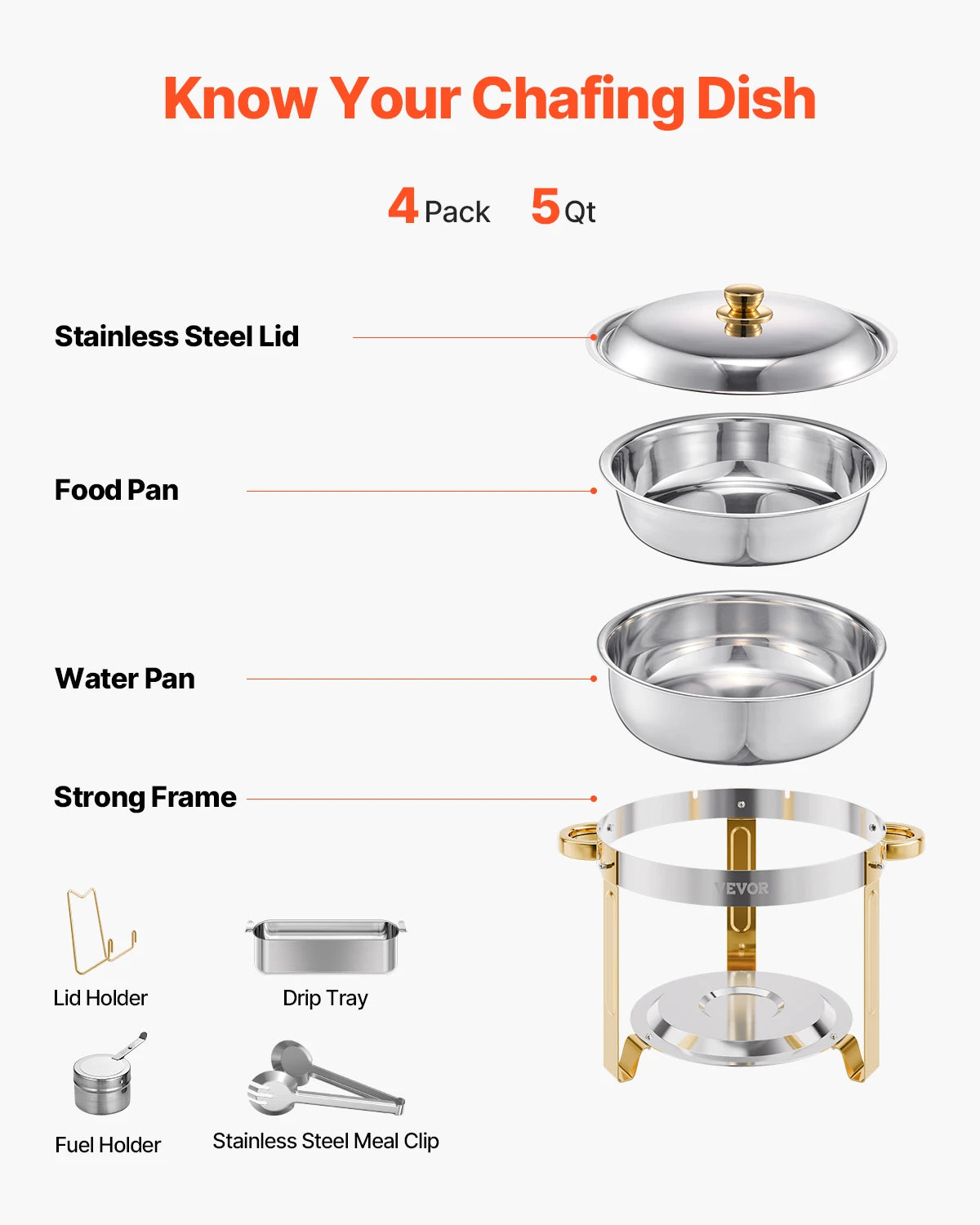 SucceBuy Chafing Dish Buffet Set Stainless Steel Chafer With Pans