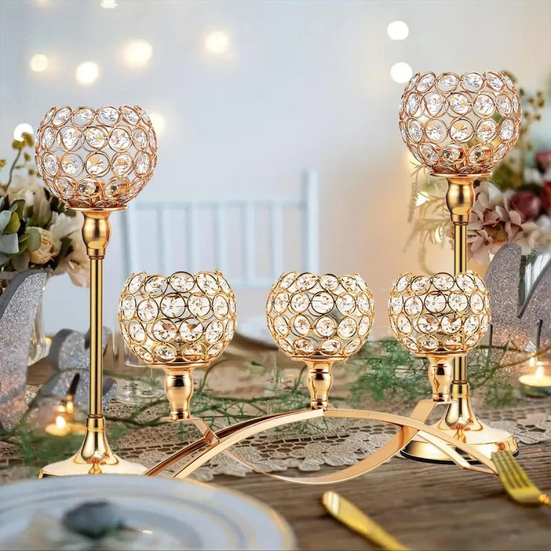 Vincigant Gold 3Arms Tealight Candle Holders Candelabra Stand Table Centerpieces