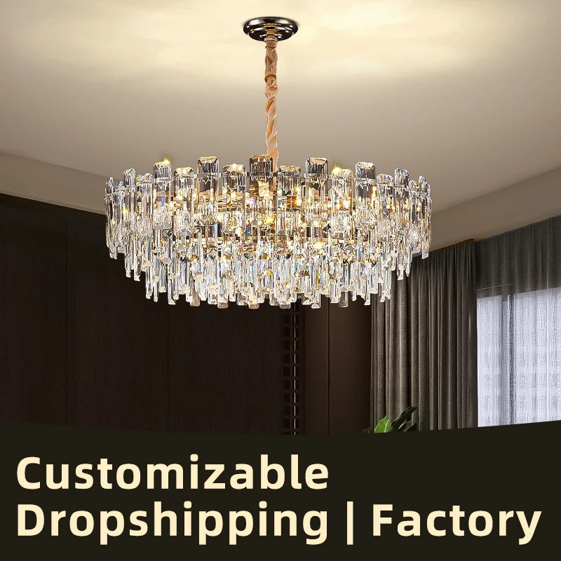 Yingxuan Loft Pendant Crystal Chandelier For Dining Room Lighting