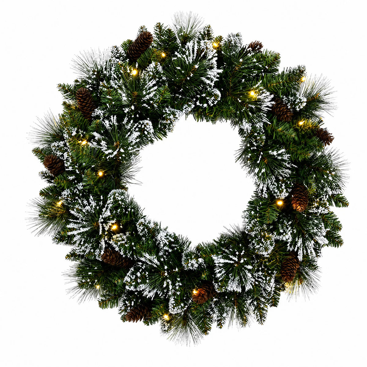 HiMISS Pre Lit Christmas Wreath With Warm White LED Lights Pet and Home Outlet