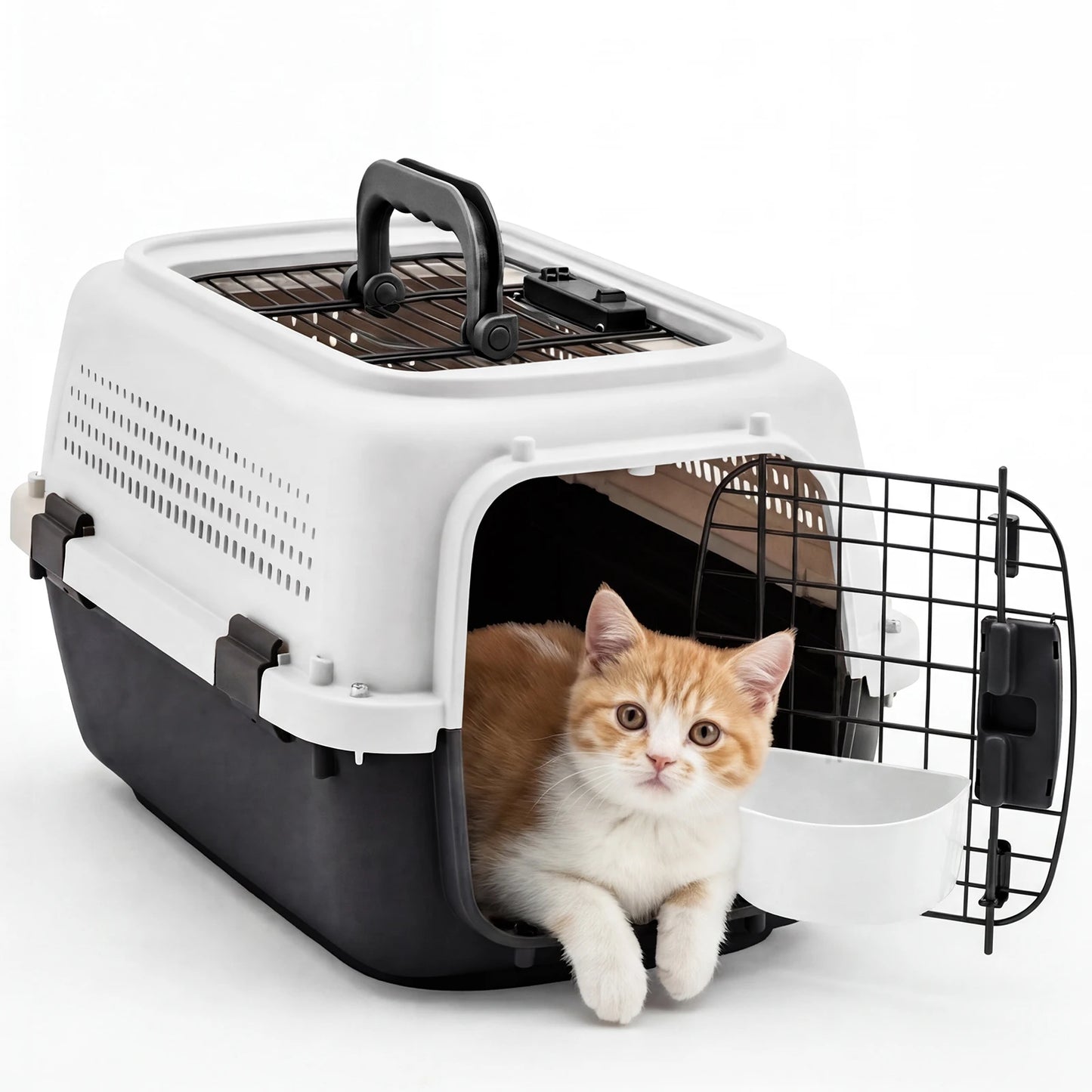 Secure Top Load Pet Carrier With Bowls For Small Dogs