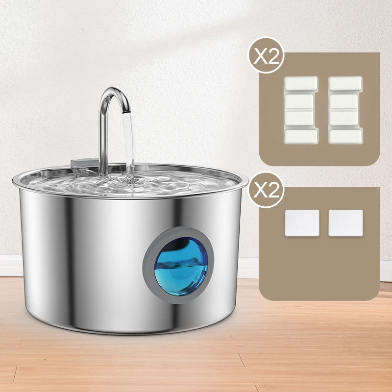 OPETH Stainless Steel Cat Water Fountain With Replaceable Filters Pet and Home Outlet