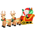 8' Inflatable Christmas Santa Claus Sleigh, Blow-Up Outdoor Display w/ LEDs Pet and Home Outlet