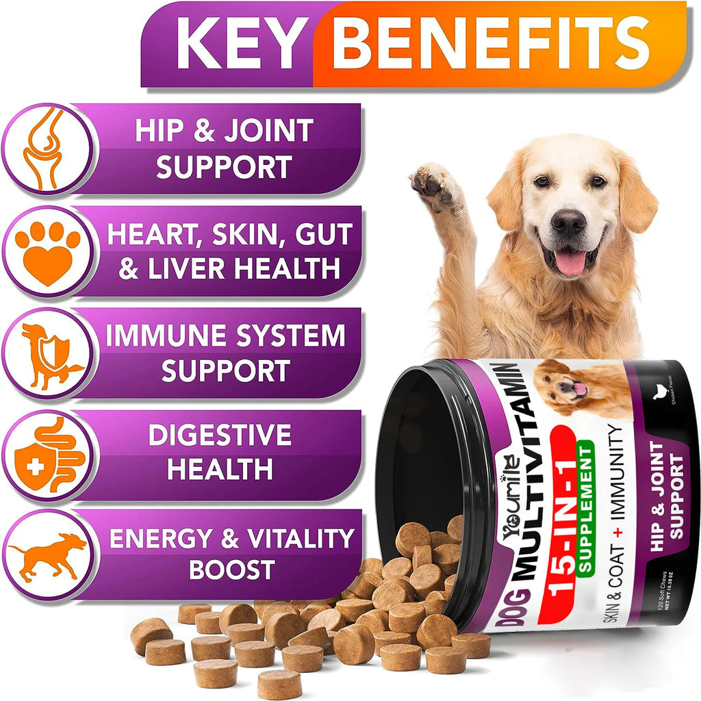 LISM 15-in-1 Multivitamin Soft Chews for Dogs, 120 Count Pet and Home Outlet