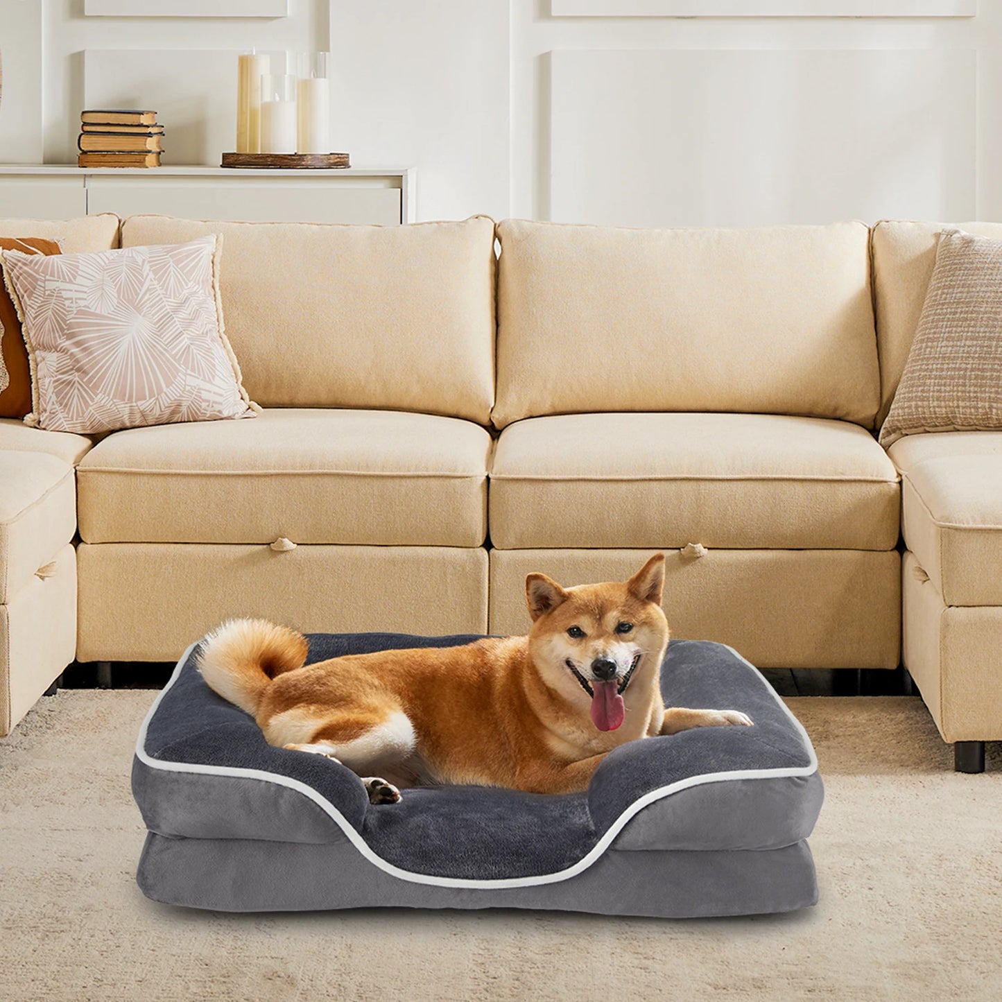 JHK Orthopedic Dog Bed Memory Foam With Removable Cover