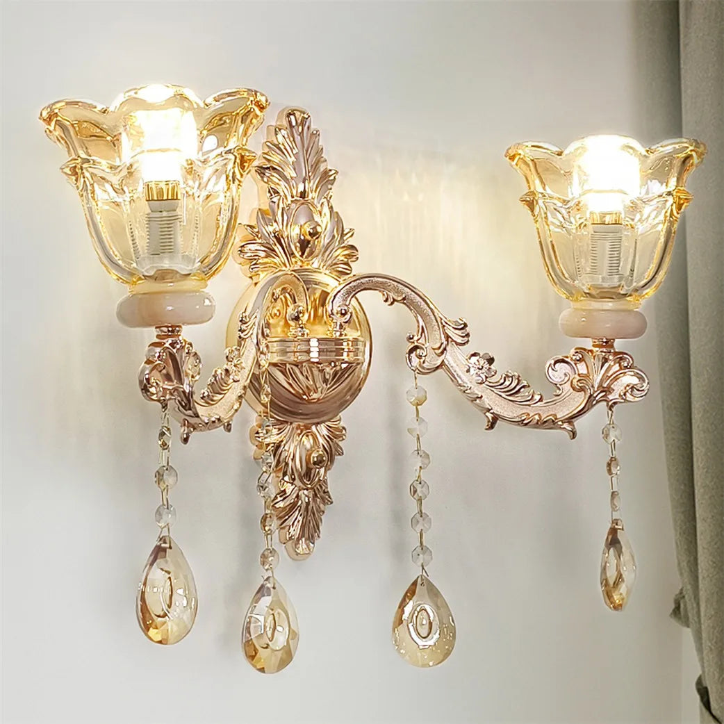 Vrygle Floral Wall Sconce With Crystal Lampshade Lighting