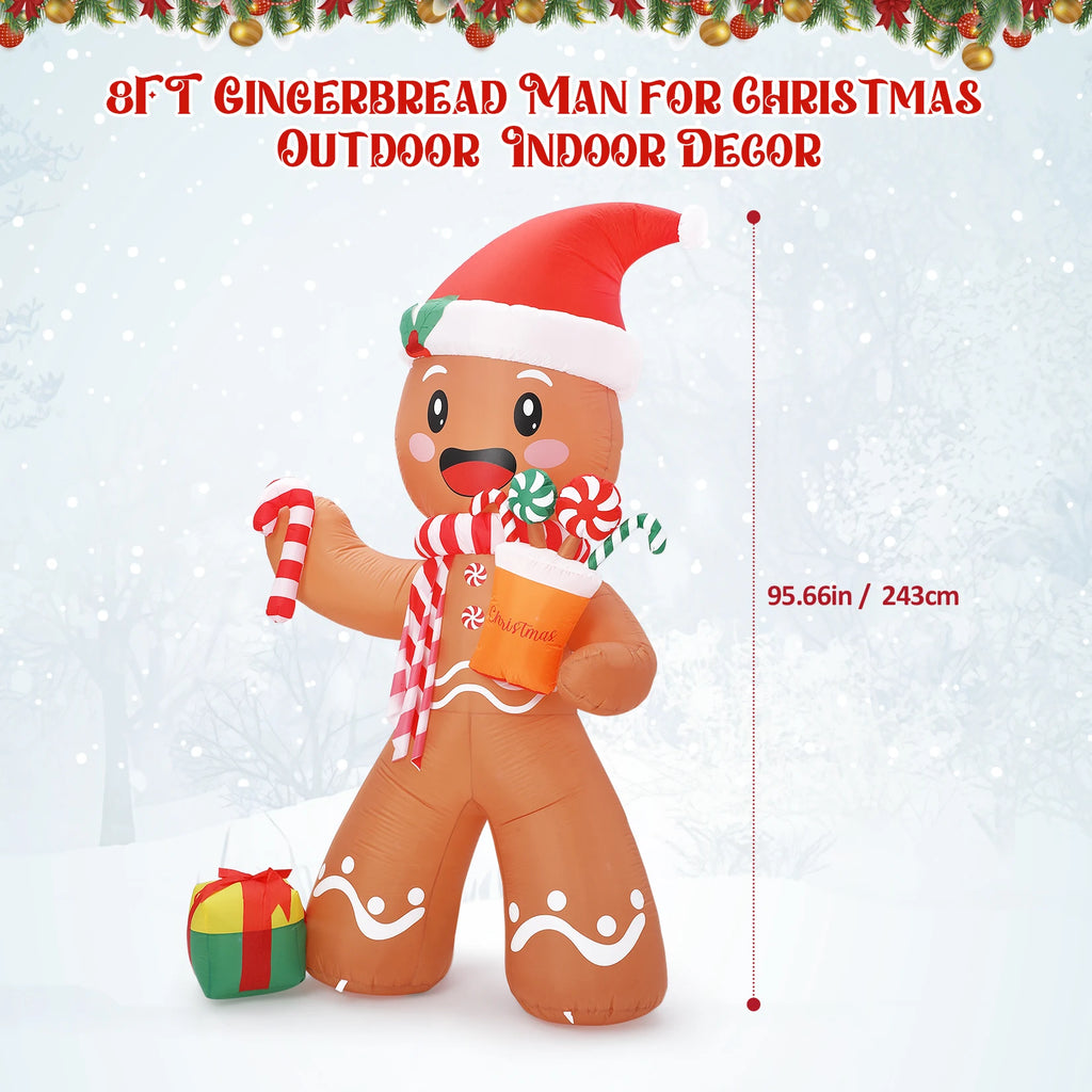 LED Lit Inflatable Gingerbread Man