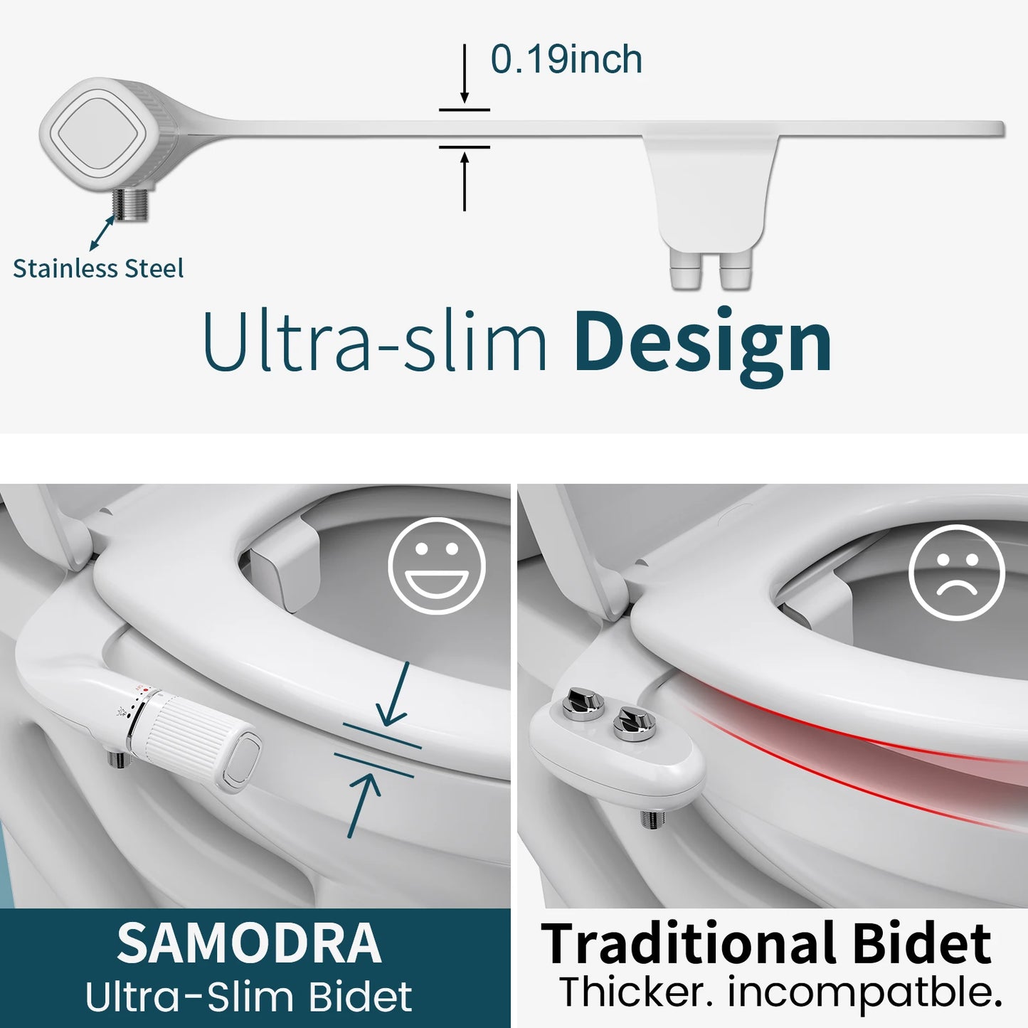 Samodra Non Electric Bidet With Dual Nozzle And Adjustable Pressure
