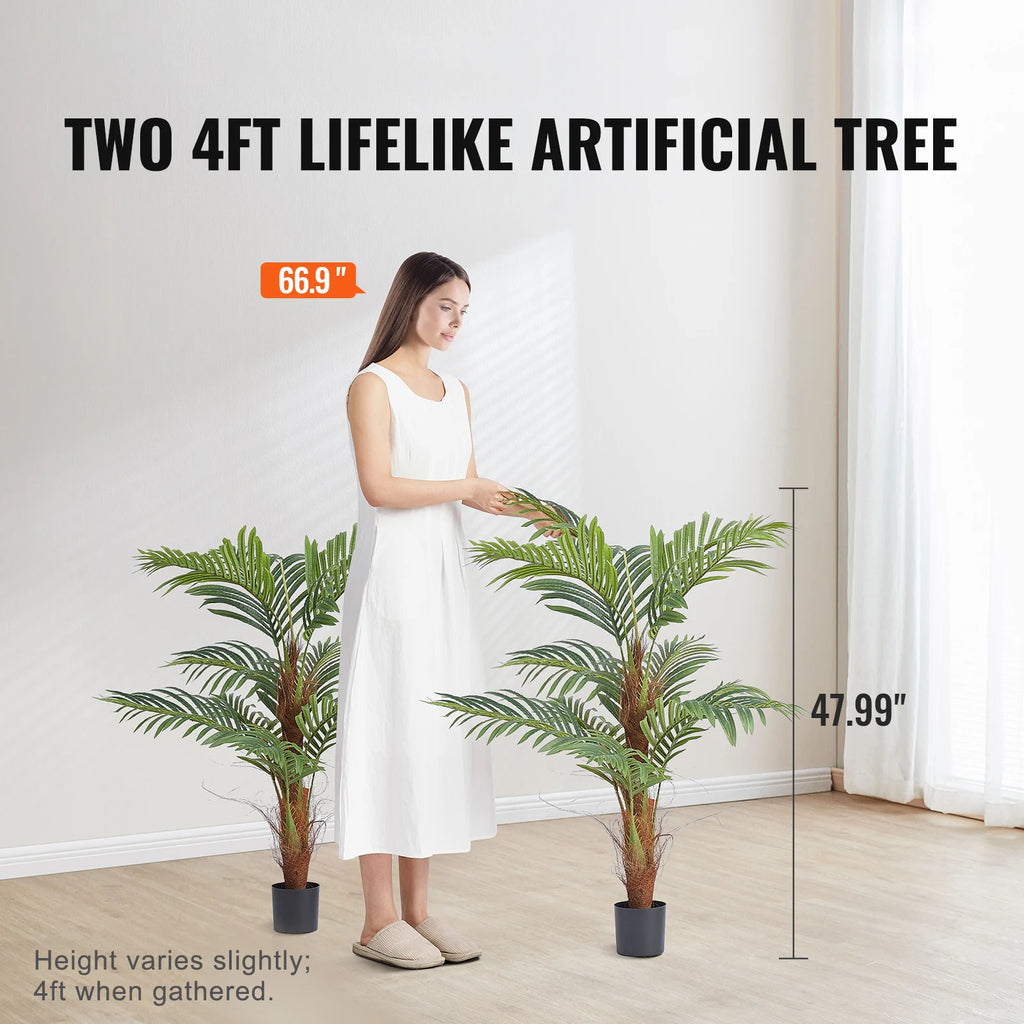 SucceBuy Artificial Palm Tree 4/5/6 FT Faux Plant Secure PE Material & Anti-Tip Tilt Protection Low-Maintenance Plant for Home Pet and Home Outlet