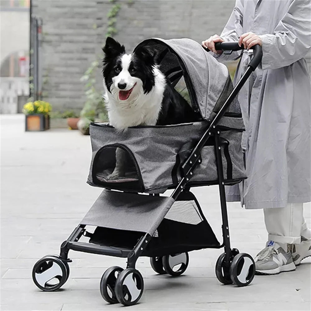2-in-1 Foldable Pet Stroller & Removable Carrier, 44 lb Pet and Home Outlet