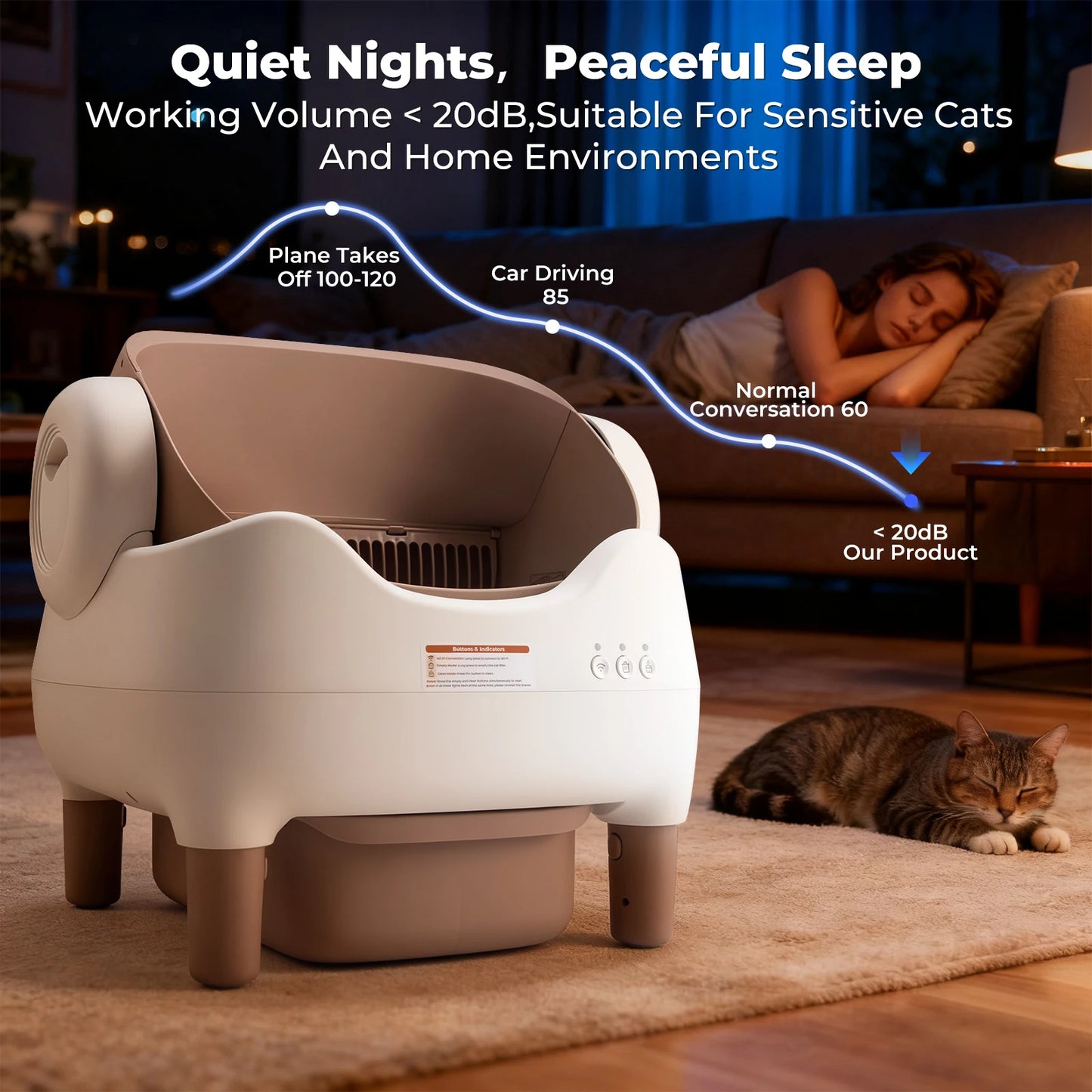 Automatic Self Cleaning Cat Litter Box With App Control