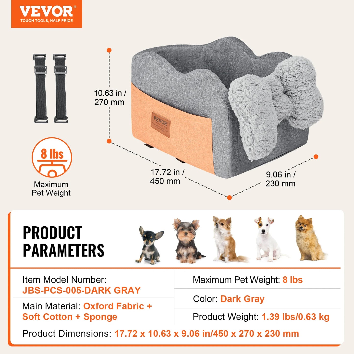 SucceBuy Waterproof Dog Car Booster Seat With Safety Leash For Medium Large Dogs