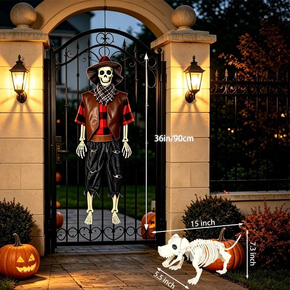 Posable Skeleton And Dog Halloween