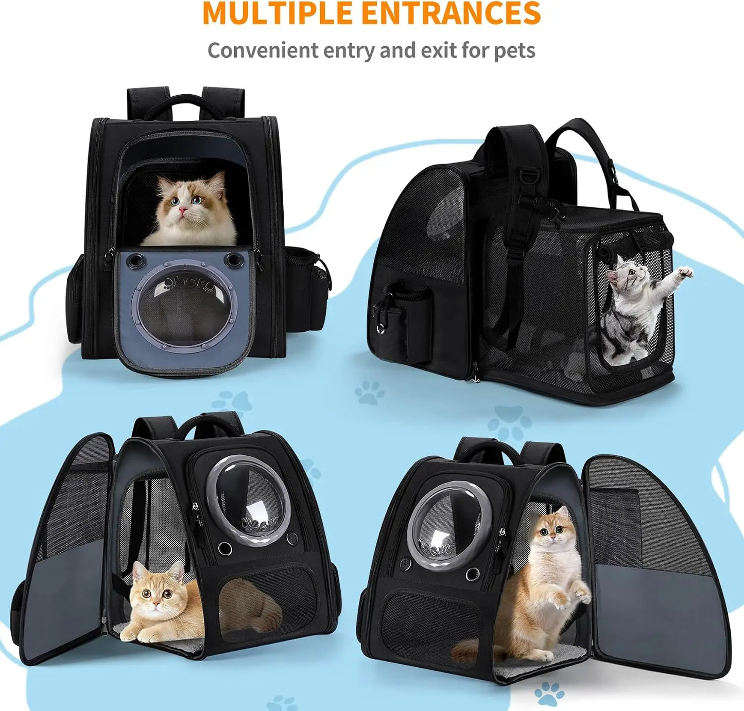 Expandable Pet Backpack Carrier for Cats and Small Dogs