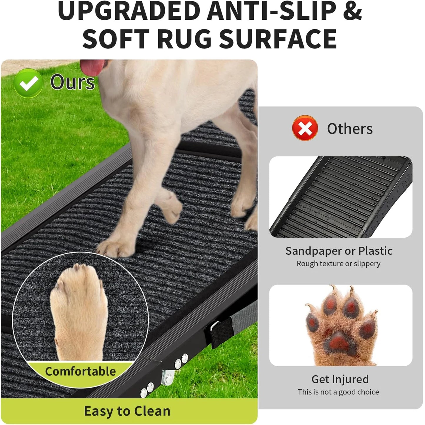 HiMISS Upgraded Folding Dog Ramp For Cars With Non-Slip Surface