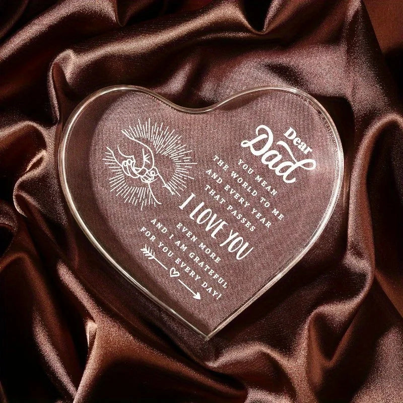 Engraved Dad Heart - Sentimental Paperweight Gift for All Occasions Pet and Home Outlet