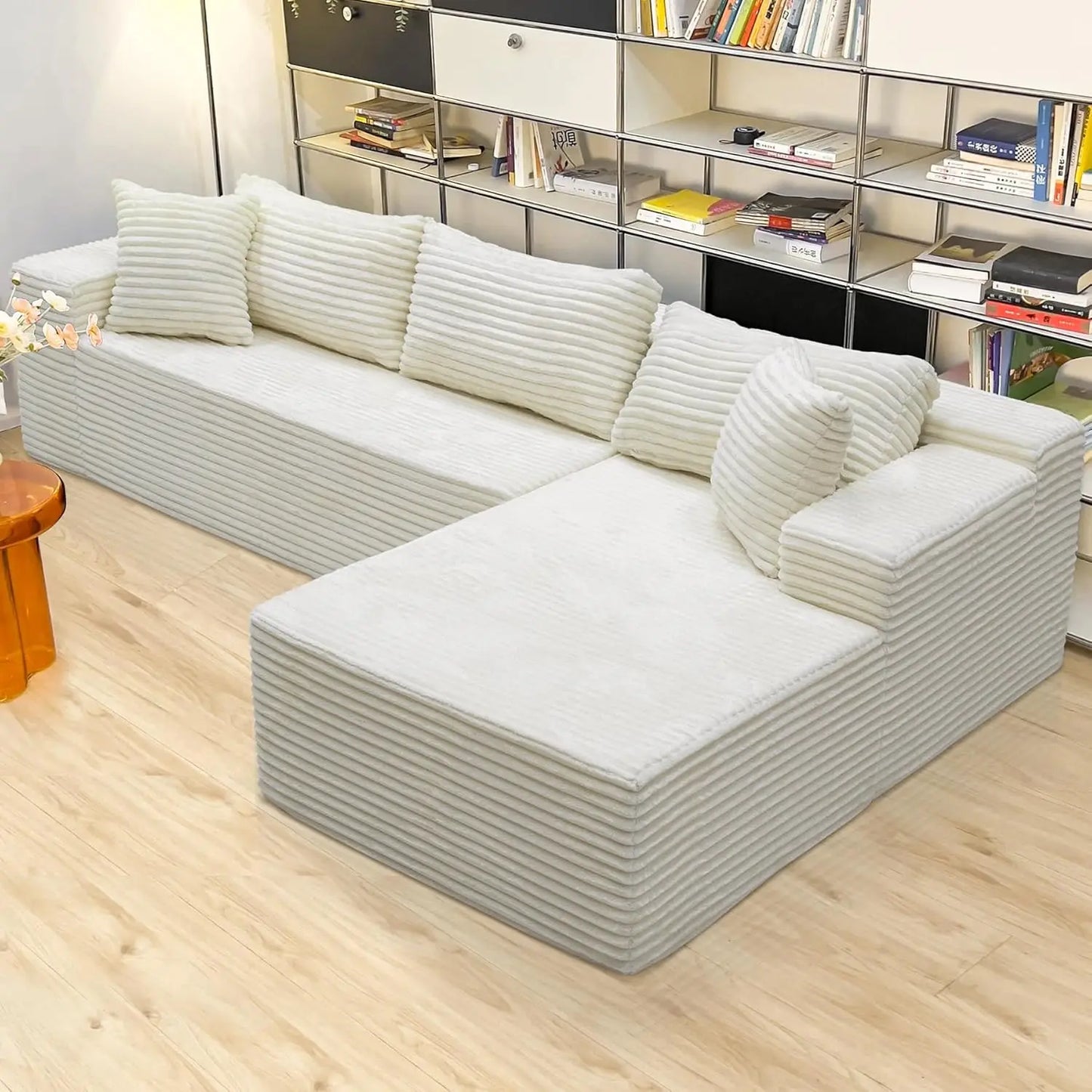 Cloud Corduroy L Shaped Sectional Couch With Chaise