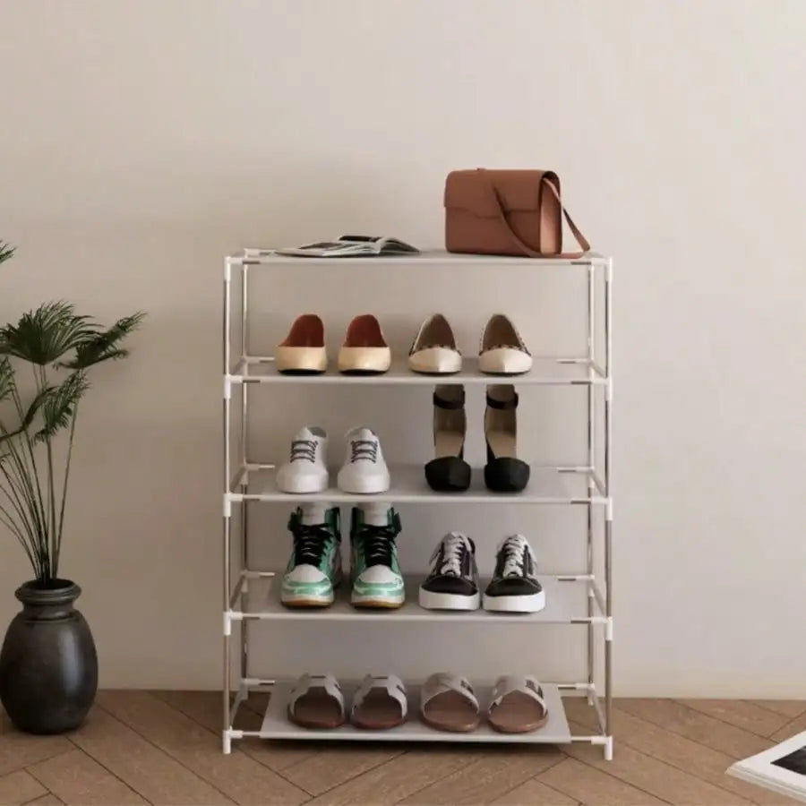 Five Tier Shoe Rack Organizer With Durable Metal Frame