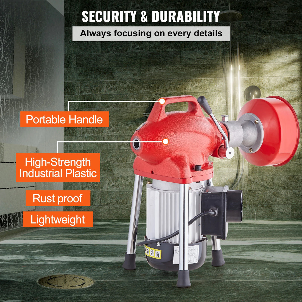 Vevor Electric Drain Cleaner Machine And Sewer Snake Auger