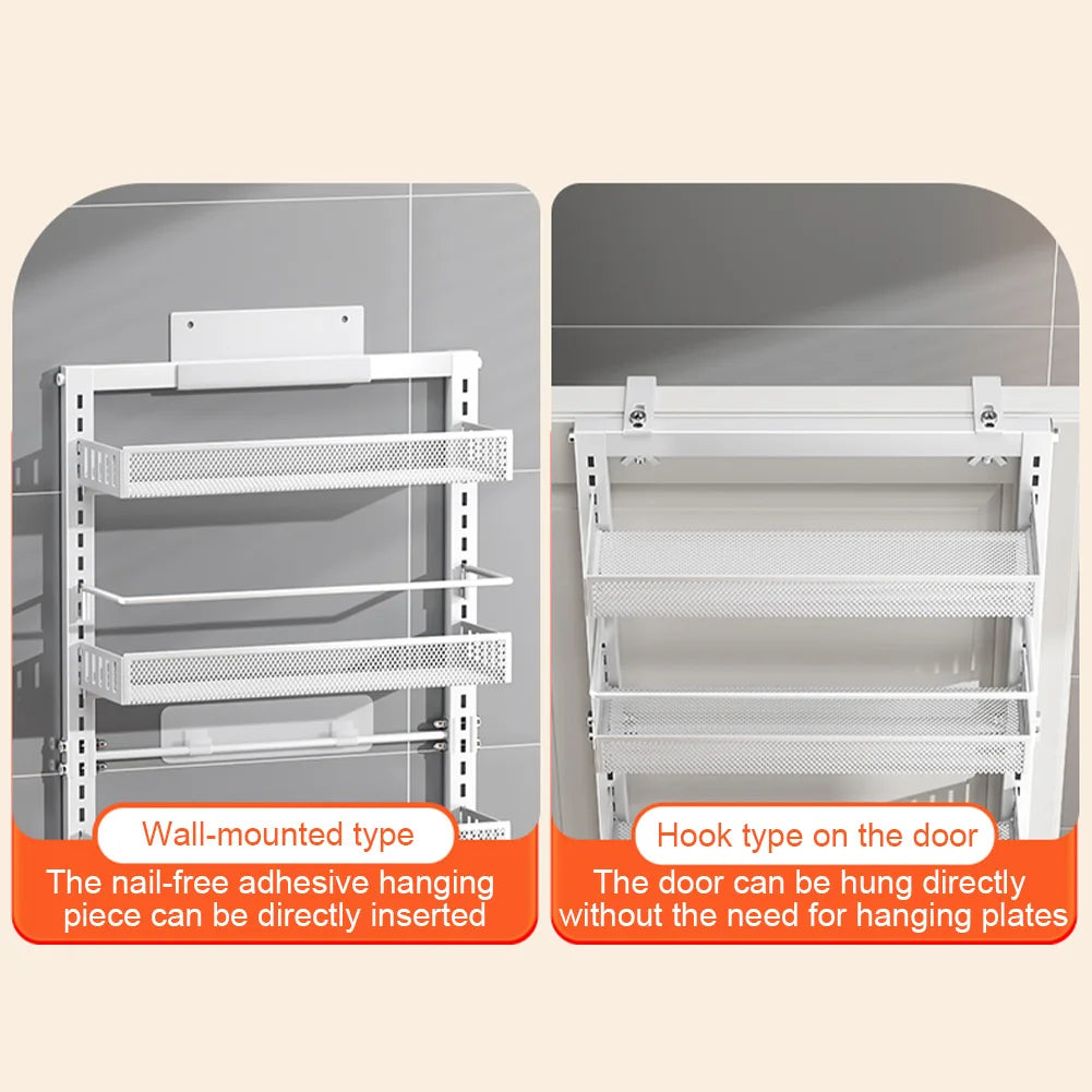 HiMISS Adjustable 6-Level Metal Pantry Organizer For Door Wall Mount