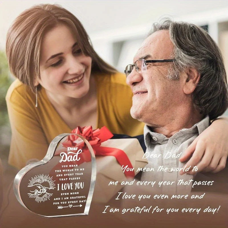 Engraved Dad Heart - Sentimental Paperweight Gift for All Occasions Pet and Home Outlet