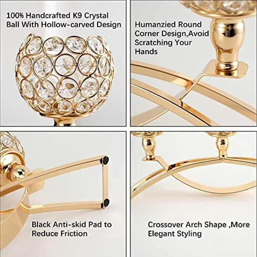 Vincigant Gold 3Arms Tealight Candle Holders Candelabra Stand Table Centerpieces