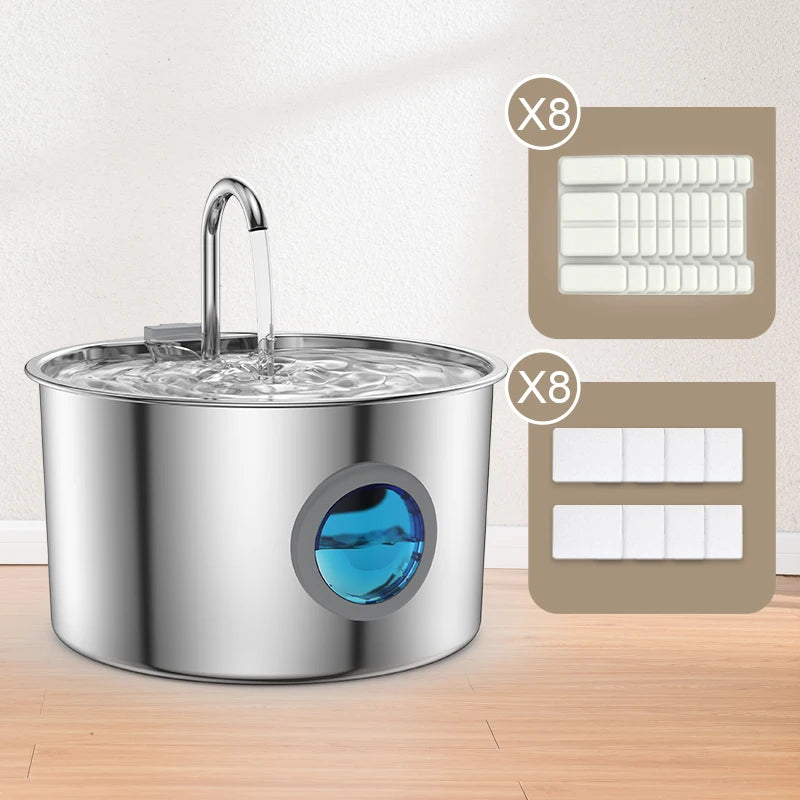 OPETH Stainless Steel Cat Water Fountain With Replaceable Filters Pet and Home Outlet