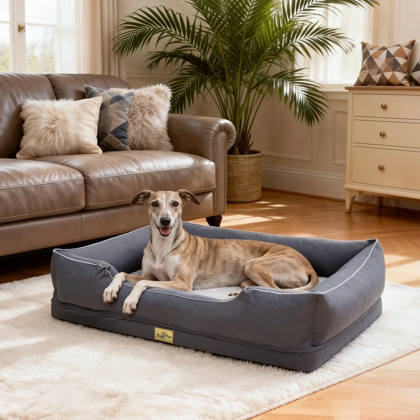 BINGOPAW Orthopedic Oxford Dog Bed With Waterproof Lining And Removable Cover