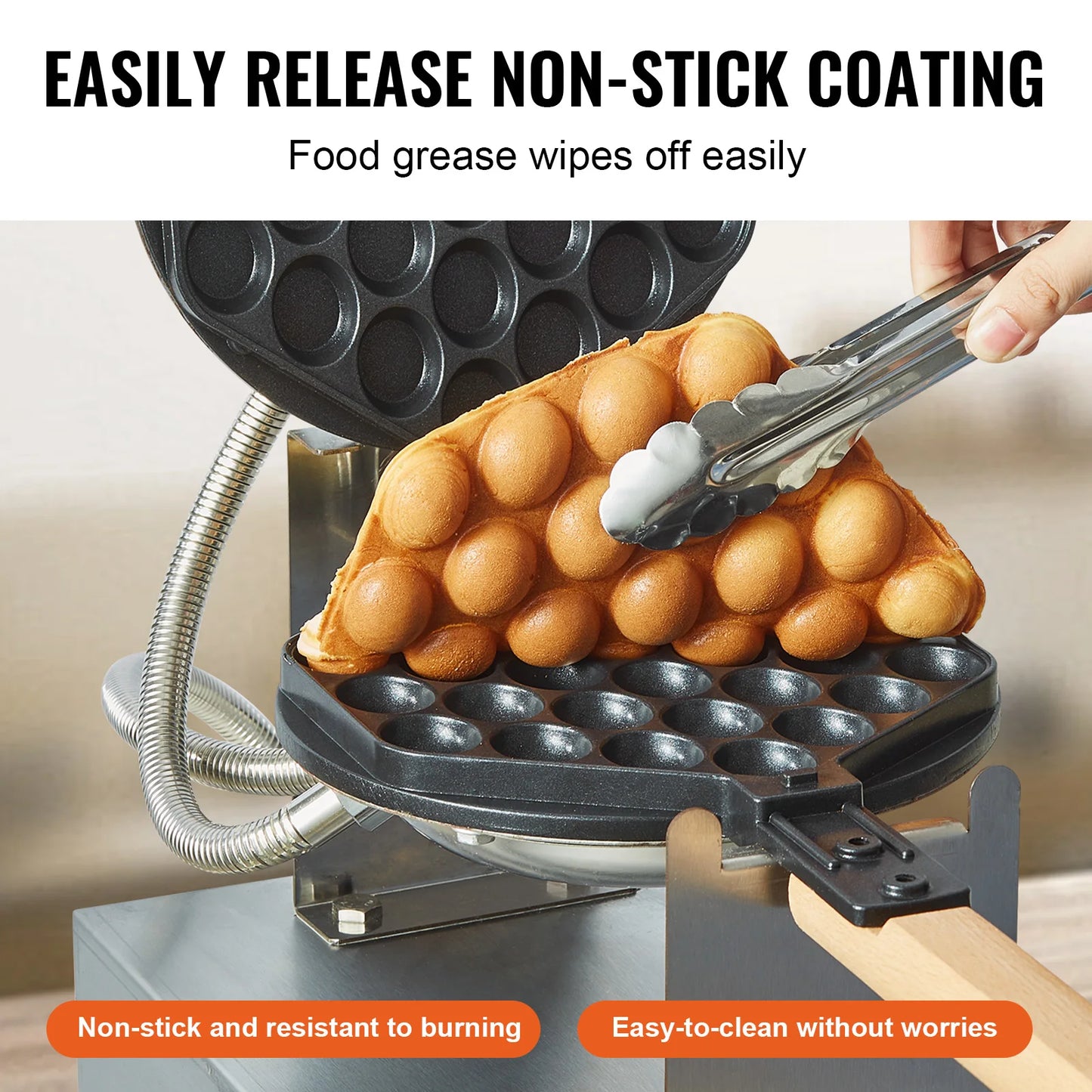 VEVOR SucceBuy Bubble Waffle Maker 1400W Rotatable Dual Pans Nonstick
