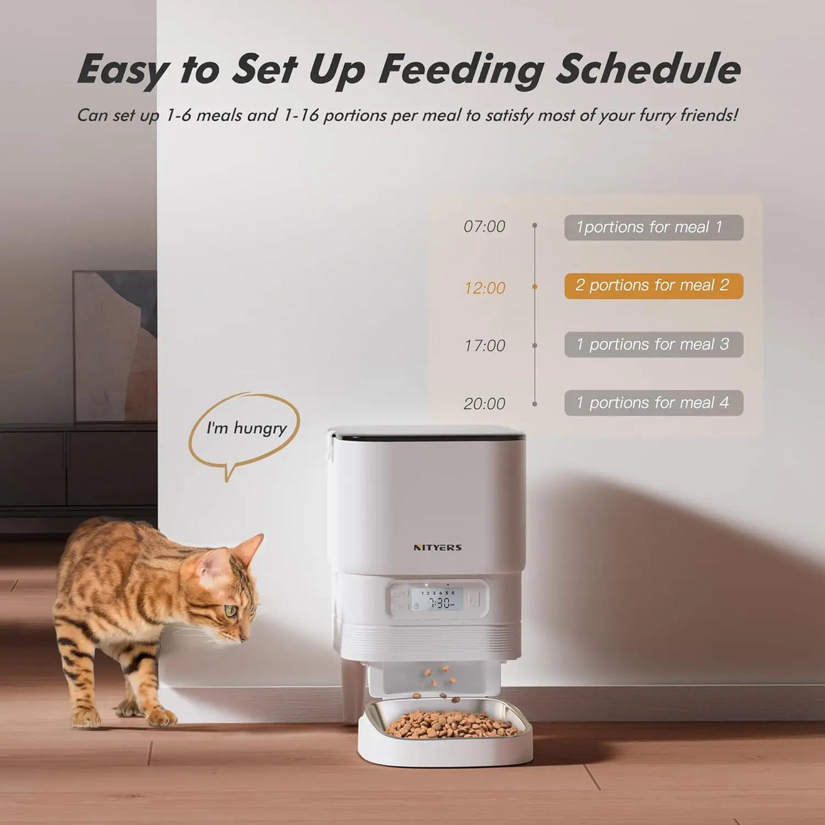 NITYERS 4.5L Automatic Cat Feeder, Timed Dog Food Dispenser with Stainless Steel Bowl, Smart Pet Feeder with Clog-Free Design, Voice Recorder, Dual Power Supply, Portion Control & Meal Planner for Cats and Small Dogs Pet and Home Outlet