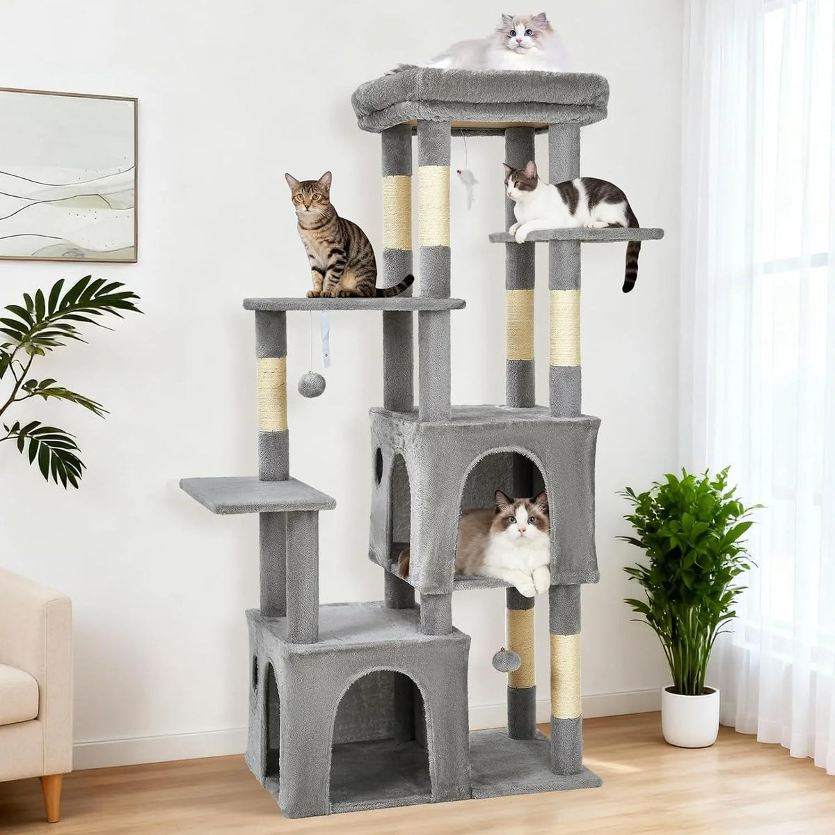 Multi Level Cat Tree With Scratching Posts And Cat Condos