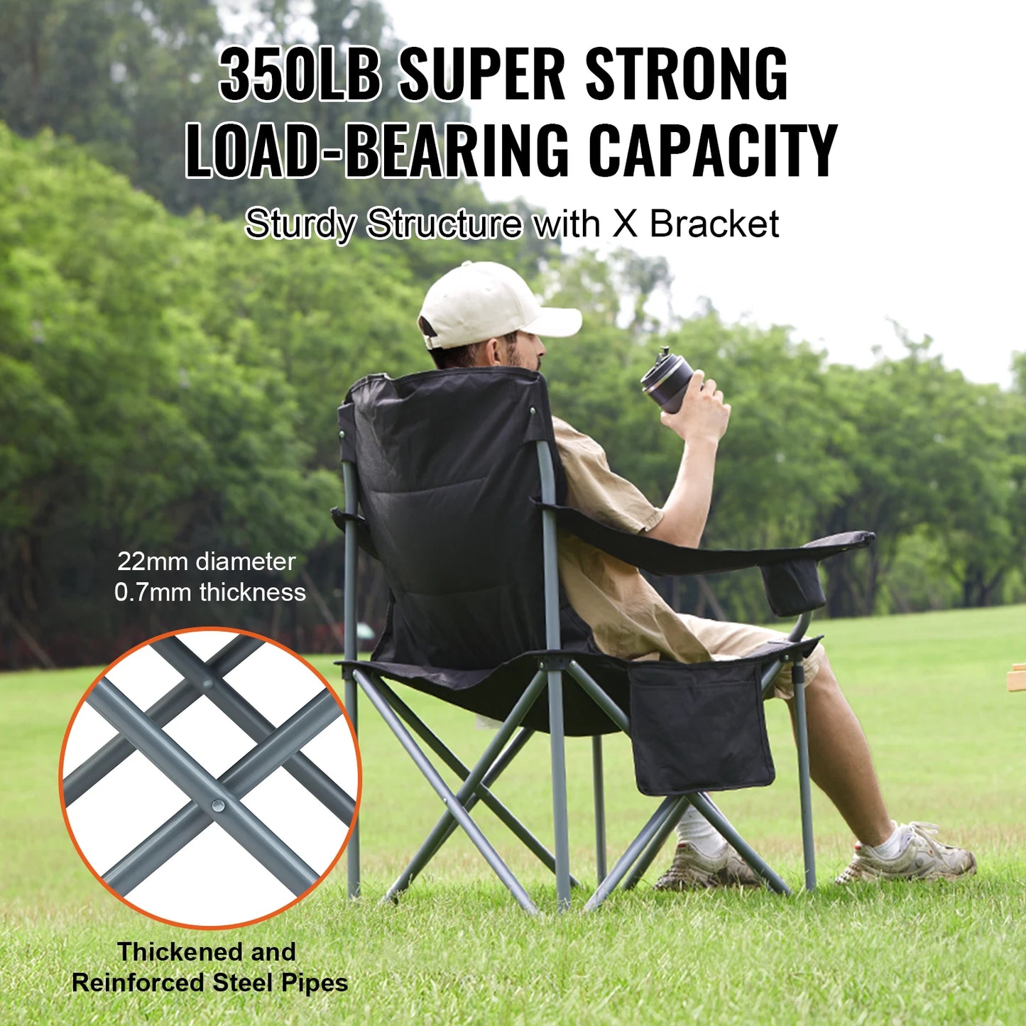 SucceBuy Ultralight Outdoor Camping Chair 350Lb Capacity Folding Chair