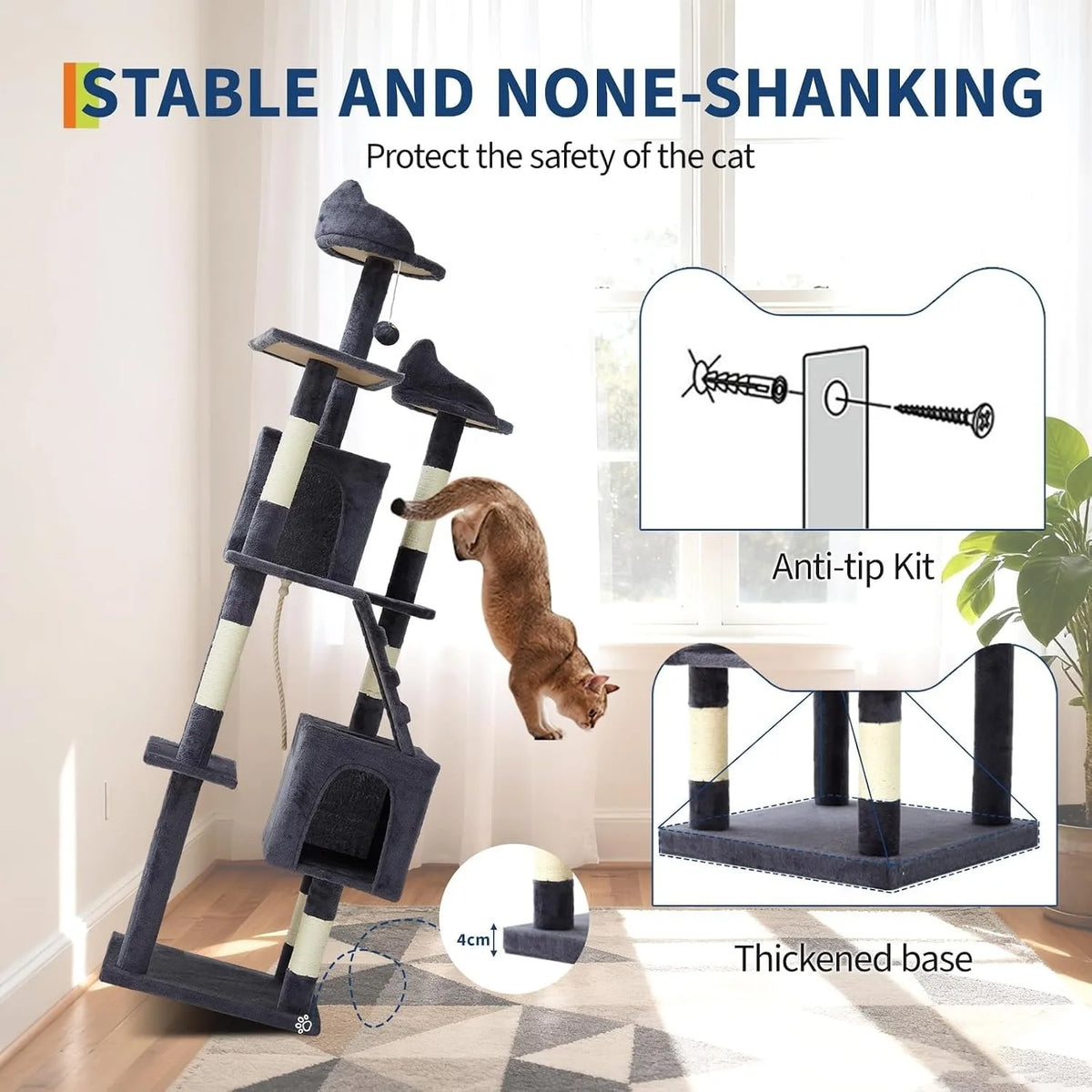 Sturdy Cat Tree With Sisal Scratching Posts And Condos