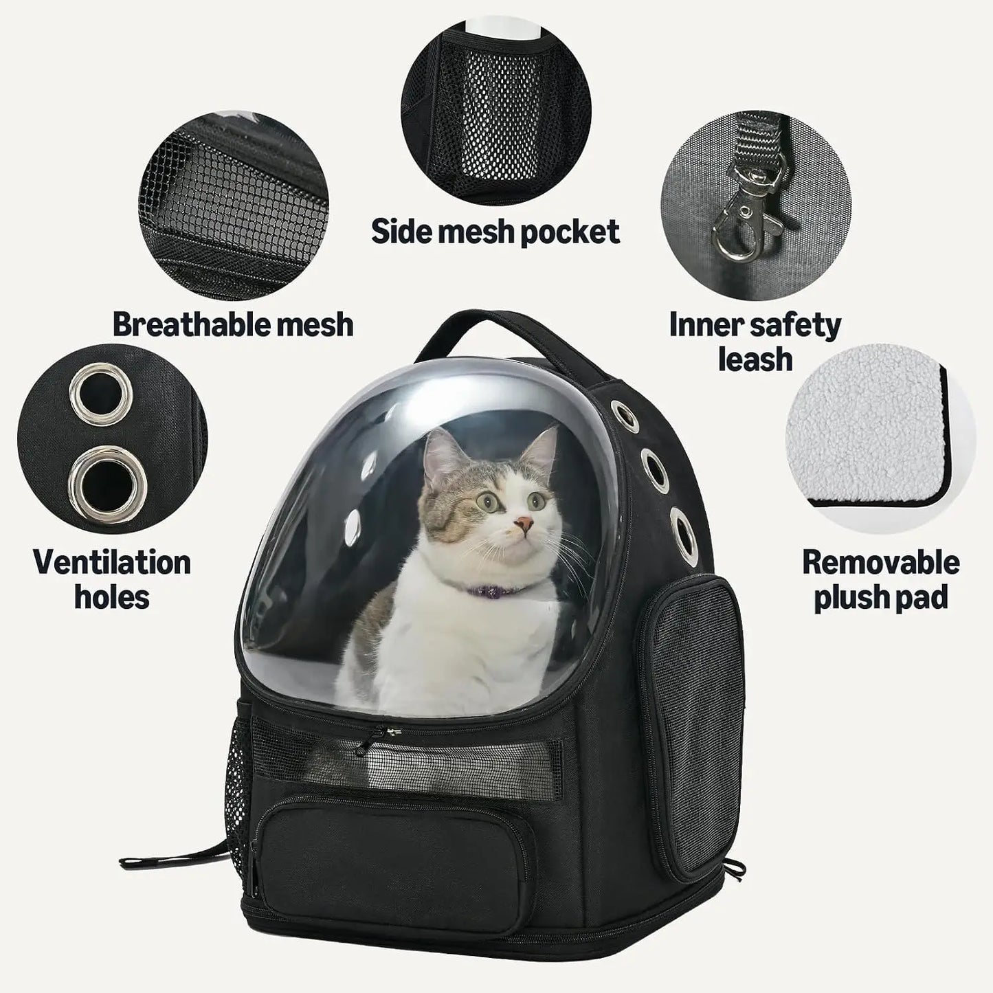 Collapsible Pet Carrier Backpack for Small Pets with Bubble Window