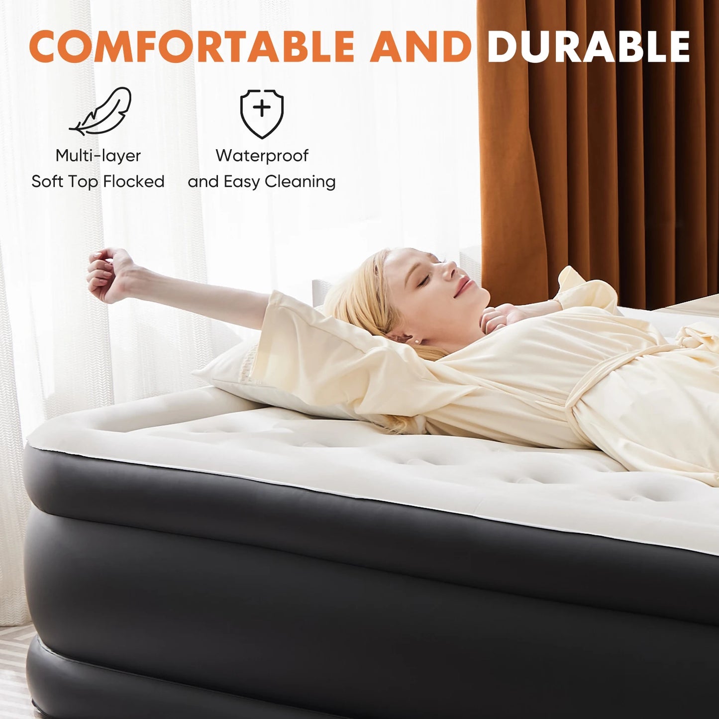 JHK Air Mattress Non Slip Bottom With 660 Lb Capacity