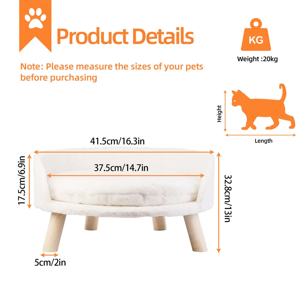 Borwart Elevated Pet Sofa Bed With Removable Padded Cushion