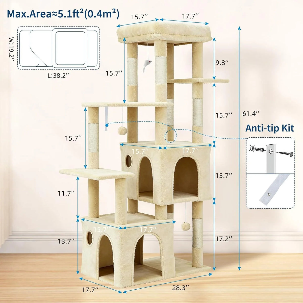 Multi Level Cat Tree With Scratching Posts And Cat Condos
