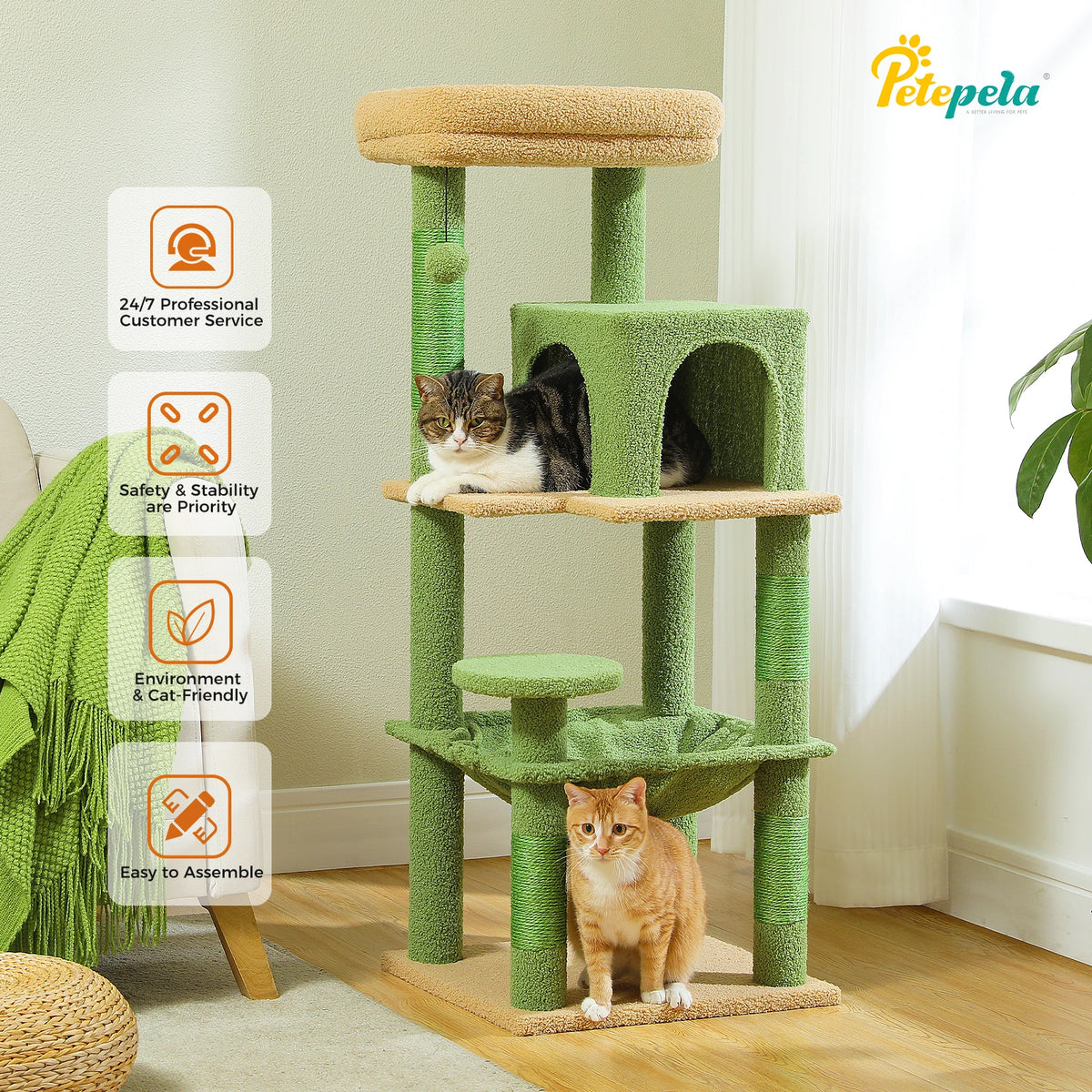 Petepela 5-Level Metal Frame Cat Tower With Large Hammock