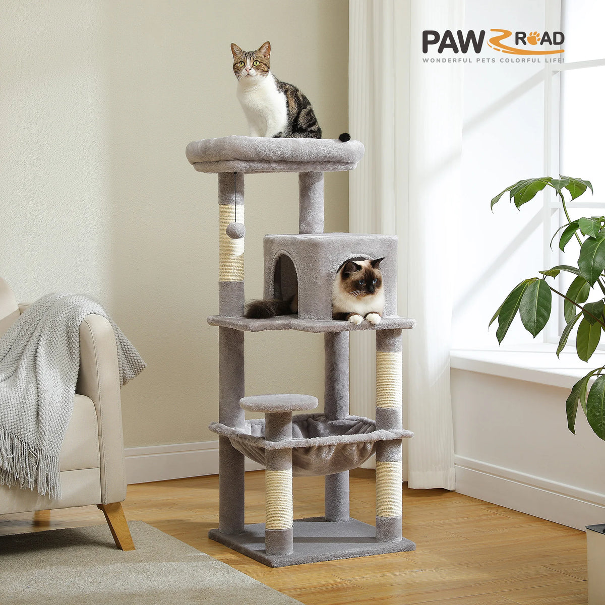 Petepela 5-Level Metal Frame Cat Tower With Large Hammock