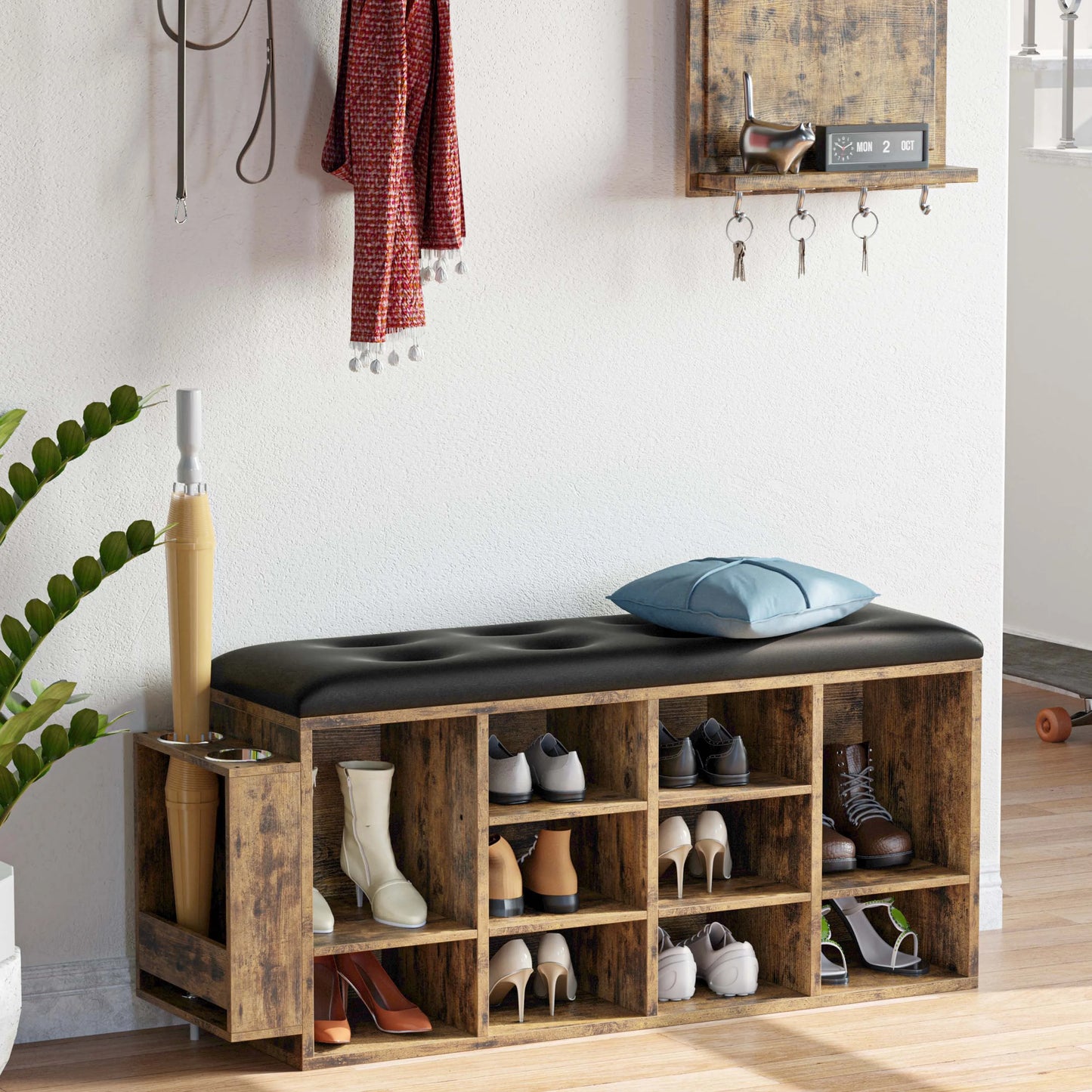 Ironck Shoe Bench With 10 Cubbies Entryway Storage