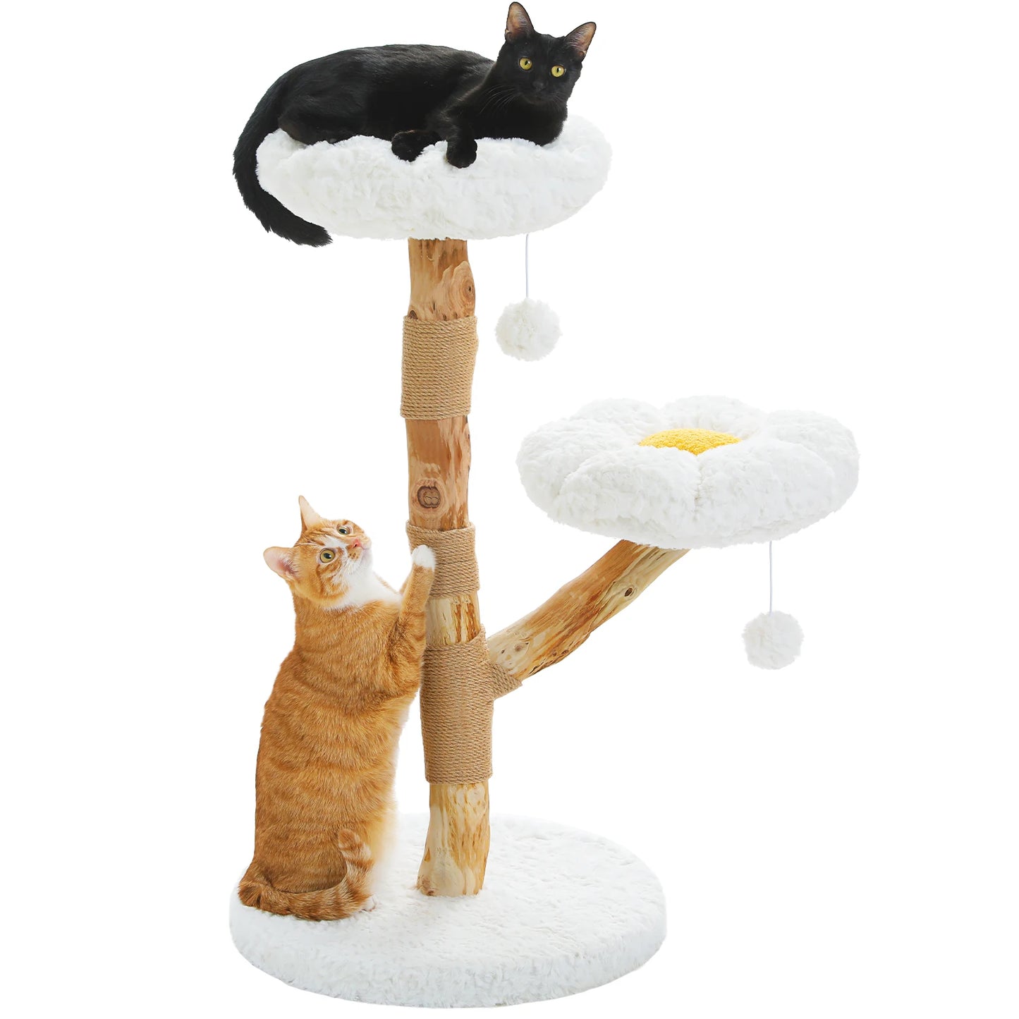 PAWZ Road Modern Cat Tree Tower With Natural Solid Wood Scratching Posts