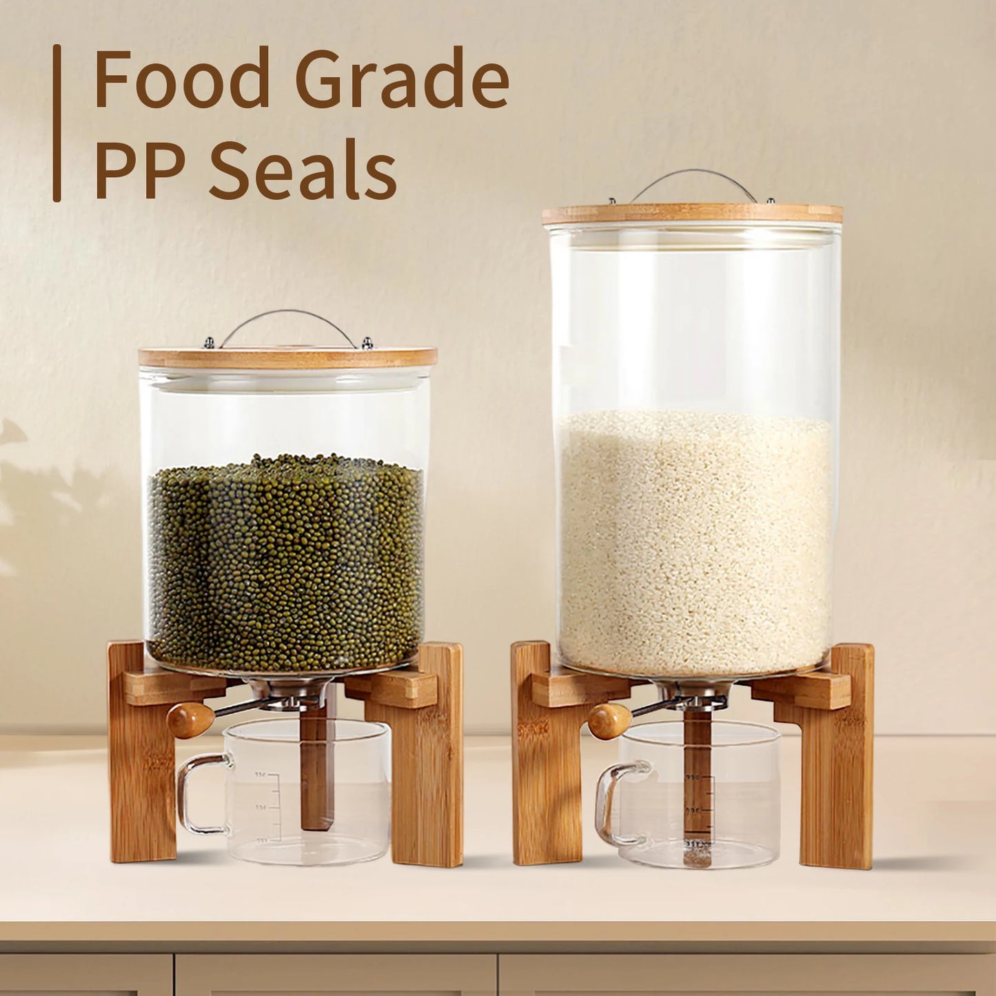 Flour And Cereal Glass Container With Bamboo Lid Airtight Storage