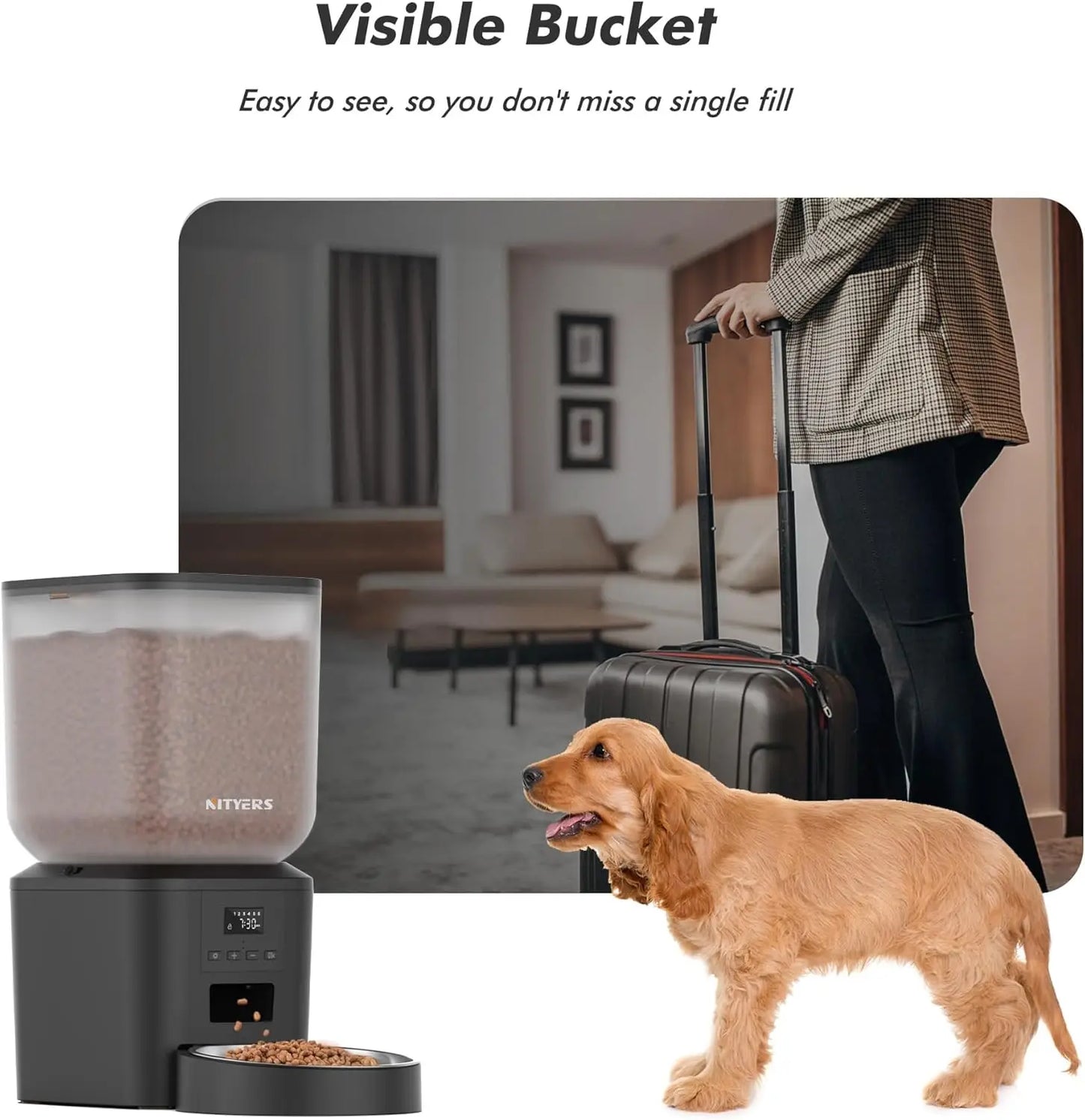 Nityers 8L Automatic Pet Feeder With Voice Recorder And Stainless Steel Bowl