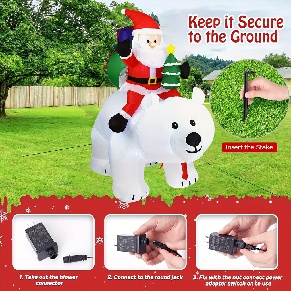 Huge Christmas Inflatables Santa Clause Riding Bear with Shaking Head 6.56ft Outdoor Decorations Inflatable Toy Mold Blow up Garden Yard Decor with LED Lights for Xmas Holiday Christmas Eve Party Indoor White Winter Pet and Home Outlet