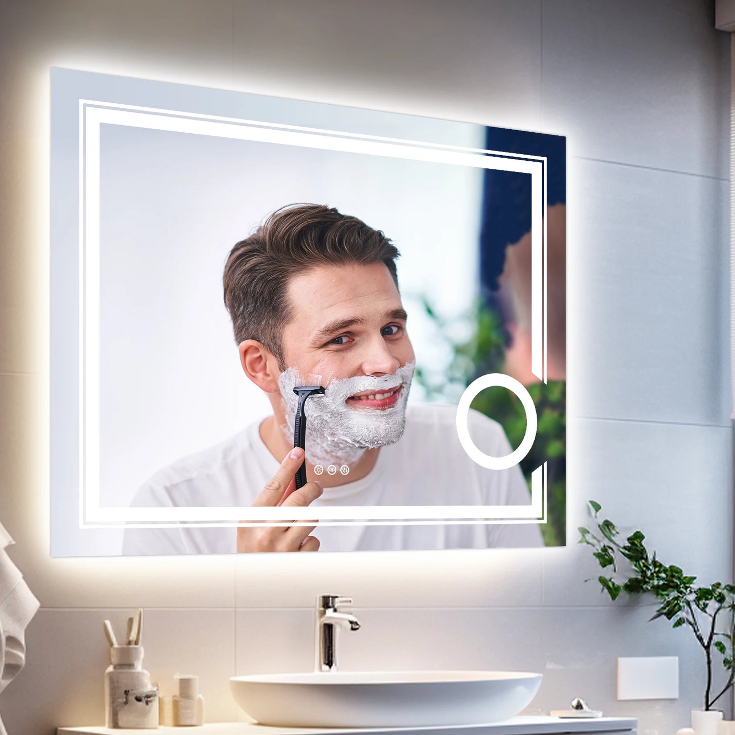 Wisfor LED Lighted Smart Bathroom Mirror 3X Magnifier Anti Fog