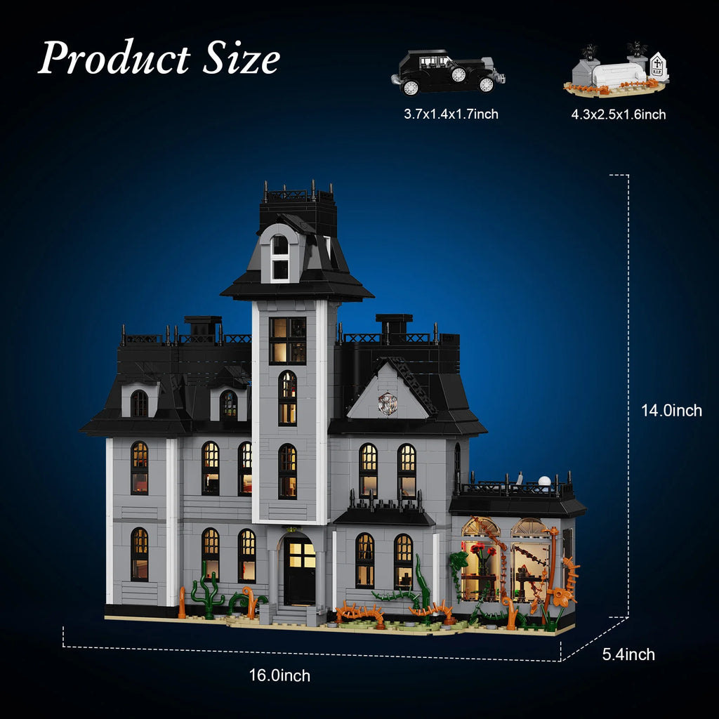 Gothic House Building Blocks Set Nightfall Manor Architecture Bricks Creative Home Decoration Desktop Ornament Halloween Gift for Adults Pet and Home Outlet