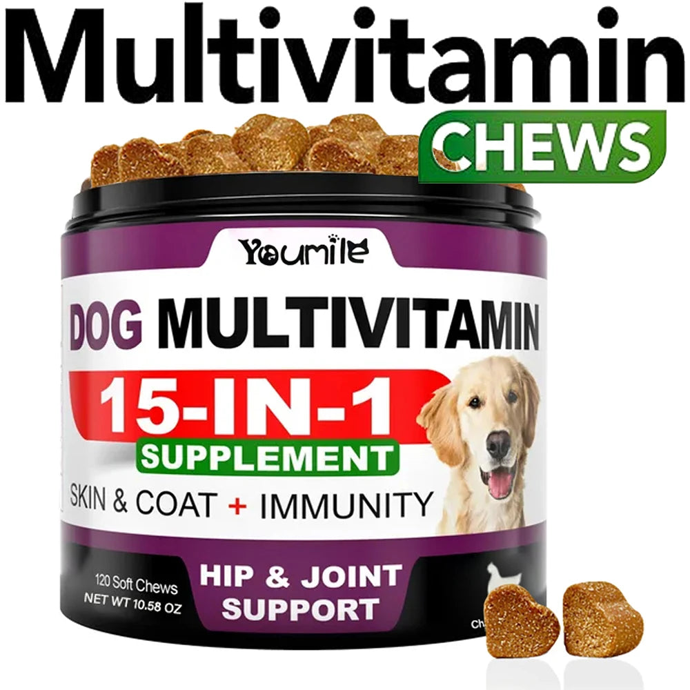 LISM 15-in-1 Multivitamin Soft Chews for Dogs, 120 Count Pet and Home Outlet